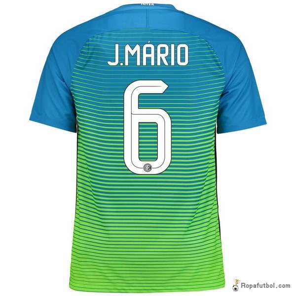 Camiseta Inter de Milán Replica Tercera Ropa J.Mario 2016/17 Azul Verde